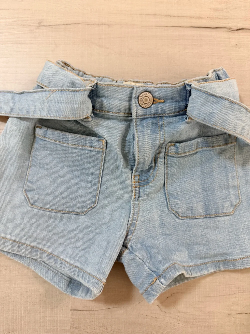 OshKosh‎ B'gosh Light Blue Denim Shorts with Waist Tie Size 6/6x